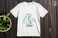Cute Blue Baby Dragon Watercolor Clipart Sublimation PNG Product Image 3