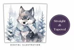 Christmas Tumbler Wrap, Watercolor Baby Wolf Tumbler Design Product Image 3
