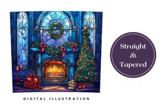 Stained Glass Christmas Fireplace Tumbler Wrap Design Product Image 3