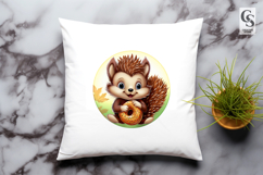 Cute Hedgehog Donut Cookie Clipart Sublimation PNG Product Image 3