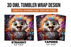 3D Owl Floral Tumbler Wrap Sublimation Product Image 3