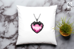 Pink Crystal Heart Clipart Sublimation PNG Product Image 3