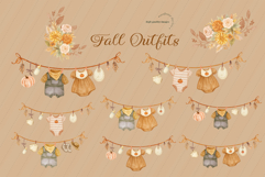 Fall Outfits Clothesline Clipart, Rustic Boho Floral Product Image 3