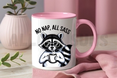 Raccoon With Sunglasses Drinking Coffee No Nap All Sass Product Image 3