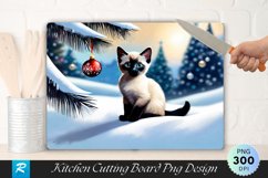 Siamese Kitten with Christmas Ornament Cutting Board PNG Product Image 1