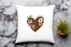 Coffee Bean Floral Heart Clipart PNG Product Image 3
