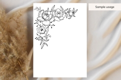 Hand Drawn Peonies Corner Border SVG Product Image 3