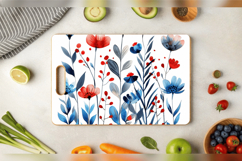 Red Blue Watercolor Wildflowers Cutting Boards sublimation D Product Image 3