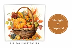 Thanksgiving Basket Tumbler Design, Pumpkins Tumbler Wrap Product Image 3