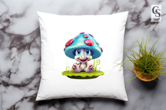 Cute Mushroom And Frog Cartoon Clipart Sublimation PNG Product Image 3