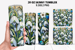 Florals Skinny Tumbler 20oz Wrap Design, Winter Tumbler PNG Product Image 1