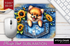 Denim Mouse Pad Sublimation - Dog In Pocket Mousepad PNG Product Image 1