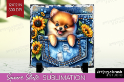 Denim Slate PNG - Dog In Pocket Square Slate Sublimation Product Image 1