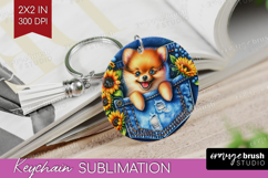 Denim Keychain PNG - Dog In Pocket Keychain Sublimation Product Image 1