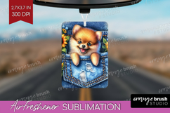 Denim Air Freshener PNG - Dog In Pocket PNG Sublimation Product Image 1