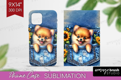 Denim Phone Case PNG - Dog In Pocket Case PNG Sublimation Product Image 1