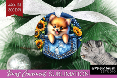 Denim Ornament PNG - Dog In Pocket PNG Sublimation Product Image 1