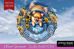 Denim Wind Spinner Sublimation PNG - Dog In Pocket Round Product Image 1