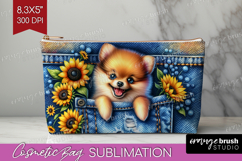 Denim Cosmetic Bag - Dog In Pocket Makeup Bag PNG Product Image 1