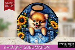 Denim Lunch Bag - Dog In Pocket Lunch Bug PNG Sublimation Product Image 1