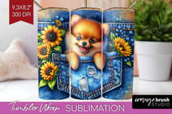 Denim Tumbler Wrap - Dog In Pocket Tumbler PNG Sublimation Product Image 1