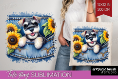 Denim Tote Bag - Dog In Pocket Tote Bag PNG Sublimation Product Image 1