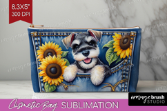 Denim Cosmetic Bag - Dog In Pocket Makeup Bag PNG Product Image 1