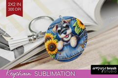 Denim Keychain PNG - Dog In Pocket Keychain Sublimation Product Image 1