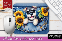 Denim Mouse Pad Sublimation - Dog In Pocket Mousepad PNG Product Image 1