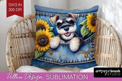 Denim Pillow Sublimation - Dog In Pocket Pillow Cover PNG Product Image 1