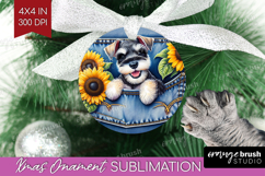 Denim Ornament PNG - Dog In Pocket PNG Sublimation Product Image 1