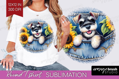 Denim Round Tshirt Background - Dog In Pocket PNG Product Image 1