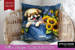 Denim Pillow Sublimation - Dog In Pocket Pillow Cover PNG Product Image 1