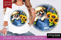 Denim Round Tshirt Background - Dog In Pocket PNG Product Image 1