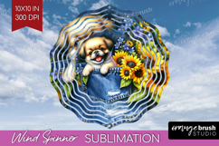 Denim Wind Spinner Sublimation PNG - Dog In Pocket Round Product Image 1