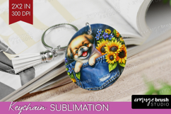 Denim Keychain PNG - Dog In Pocket Keychain Sublimation Product Image 1