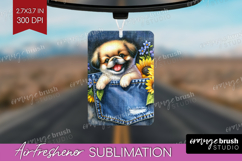 Denim Air Freshener PNG - Dog In Pocket PNG Sublimation Product Image 1