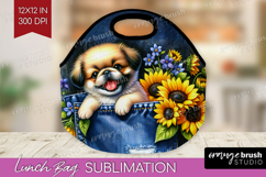 Denim Lunch Bag - Dog In Pocket Lunch Bug PNG Sublimation Product Image 1