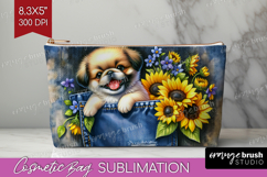 Denim Cosmetic Bag - Dog In Pocket Makeup Bag PNG Product Image 1
