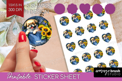 Denim Round Sticker - Dog In Pocket Printable Sticker Sheet Product Image 1