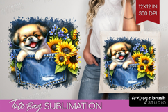 Denim Tote Bag - Dog In Pocket Tote Bag PNG Sublimation Product Image 1