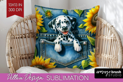 Denim Pillow Sublimation - Dog In Pocket Pillow Cover PNG Product Image 1