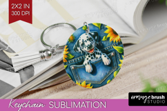 Denim Keychain PNG - Dog In Pocket Keychain Sublimation Product Image 1