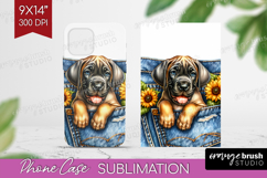 Denim Phone Case PNG - Dog In Pocket Case PNG Sublimation Product Image 1