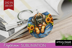 Denim Keychain PNG - Dog In Pocket Keychain Sublimation Product Image 1