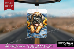 Denim Air Freshener PNG - Dog In Pocket PNG Sublimation Product Image 1