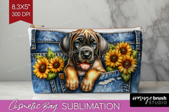 Denim Cosmetic Bag - Dog In Pocket Makeup Bag PNG Product Image 1