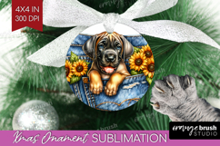 Denim Ornament PNG - Dog In Pocket PNG Sublimation Product Image 1
