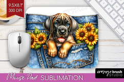 Denim Mouse Pad Sublimation - Dog In Pocket Mousepad PNG Product Image 1