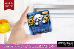 Denim Magnet Sublimation - Dog In Pocket Square Magnet PNG Product Image 1